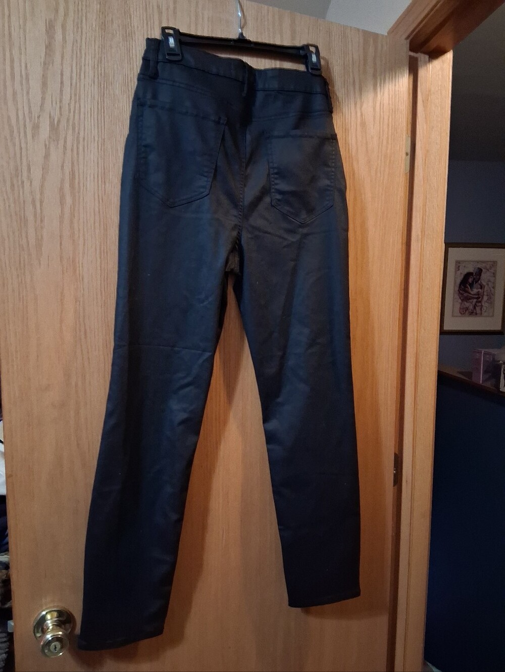 VICI Los Angeles black coated jeans, Split Hem. Coated denim vegan leather look - Picture 6 of 6